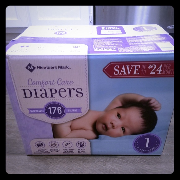 members mark comfort care 176 size 1 diapers - Picture 1 of 4